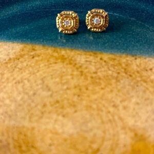 14k Yellow Gold Pave Diamond Stud Earrings